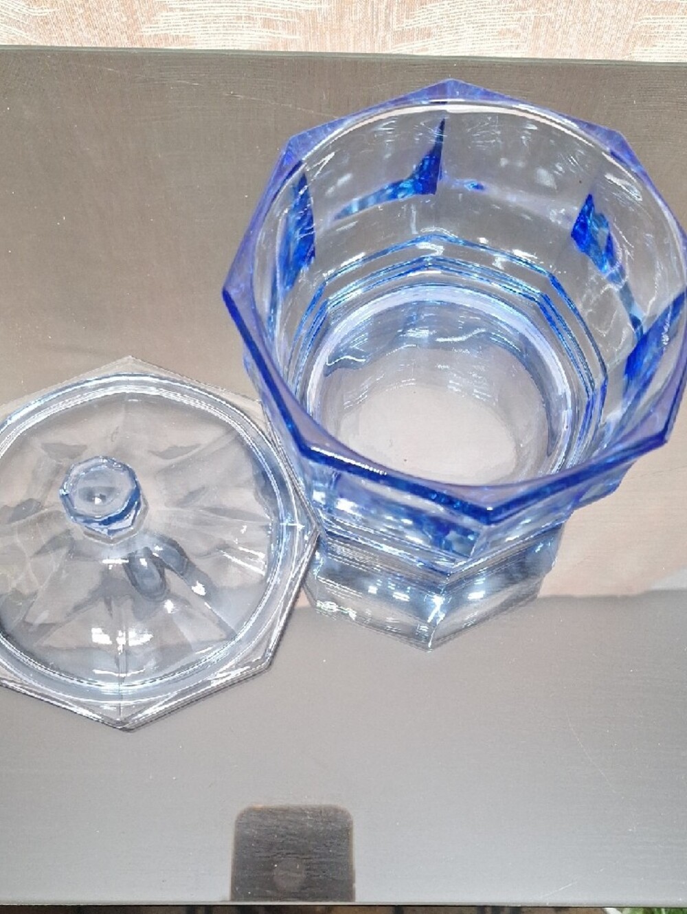 Indiana Glass Blue Octagonal Covered Candy Dish - Picture 5 of 8